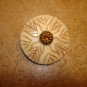 Nicely carved faux bone button with rhinestone.