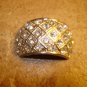 Gorgeous oblong shape silver metal button with shiny rhinestones.