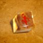 Large square mother of pearl button with red devil