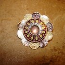 Gold metal cloisonne button purple and yellow. Gold metal cloisonne button purple and yellow.