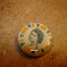 Mother of pearl button with Queen Elizabeth II portrait.