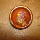 Wood button with orange cat and butterfly. Wood button with orange cat and butterfly.