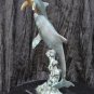 Bronze Sculptor 1950s ''The Dolphin & Her Calve'' Incredible Patina Stunning Out Of Sea Motion