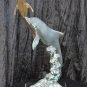 Bronze Sculptor 1950s ''The Dolphin & Her Calve'' Incredible Patina Stunning Out Of Sea Motion