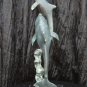 Bronze Sculptor 1950s ''The Dolphin & Her Calve'' Incredible Patina Stunning Out Of Sea Motion