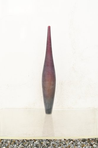 HANDMADE BLOWN GLASS VASE 1970s VENETIAN MURANO ARTISAN BURGUNDY 28'' x 15''