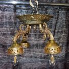 ARCHITECTURAL SALVAGE 1950s HIGHLY RARE FINDS CEILING FACEDOWN CHANDELIER 4ARMS BRASS 15x15x10