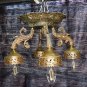 ARCHITECTURAL SALVAGE 1950s HIGHLY RARE FINDS CEILING FACEDOWN CHANDELIER 4ARMS BRASS 15x15x10