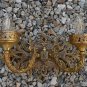 ARCHITECTURAL SALVAGE 1950s SCONCE 2ARMS WIDE BACK SLATE BRASS 13x10x9