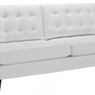 SOFA THREE SEATER MODERN STYLE TUFTED   LEATHERETTE OFF WHITE