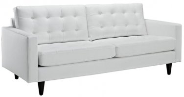 SOFA THREE SEATER MODERN STYLE TUFTED   LEATHERETTE OFF WHITE