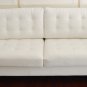 SOFA THREE SEATER MODERN STYLE TUFTED LEATHERETTE OFF WHITE