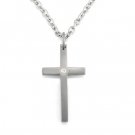 Titanium Cross Pendent With Diamond And Chain