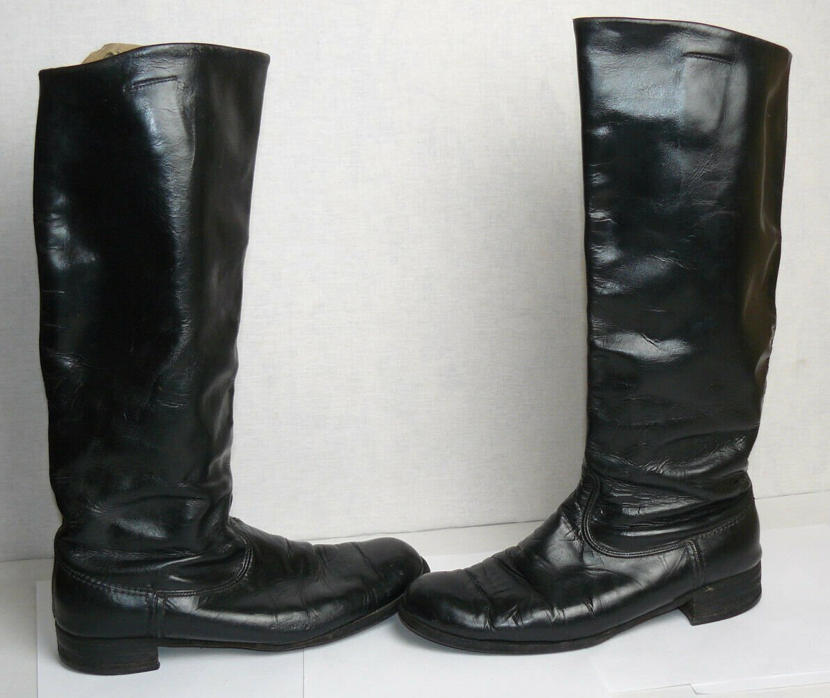 VTG Soviet Russian Army Officer Leather Boots Military Uniform Size 10.5 US