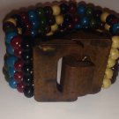 New wooden colorful beaded stretch bracelet with wooden clasp