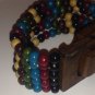 New wooden colorful beaded stretch bracelet with wooden clasp