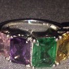 Beautiful 925 multi gemstone sterling silver ring Size 8