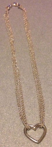 Beautiful 925 sterling silver multi strand heart choker