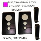 Sears Craftsman 139.53753 One button Garage Door Opener remote 315mhz 2 pack