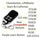 Sears Craftsman 139.53753 One button Garage Door Opener Mini Transmitter 315mhz