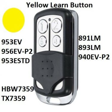 Chamberlain Garage Door Opener mini Remote Transmitter Yellow Learn Button 4B