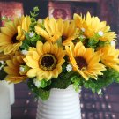 Elefan Artificial Elegant Sunflower Bridal Wedding Bouquet Latex Silk Flower Bouquets 10pc
