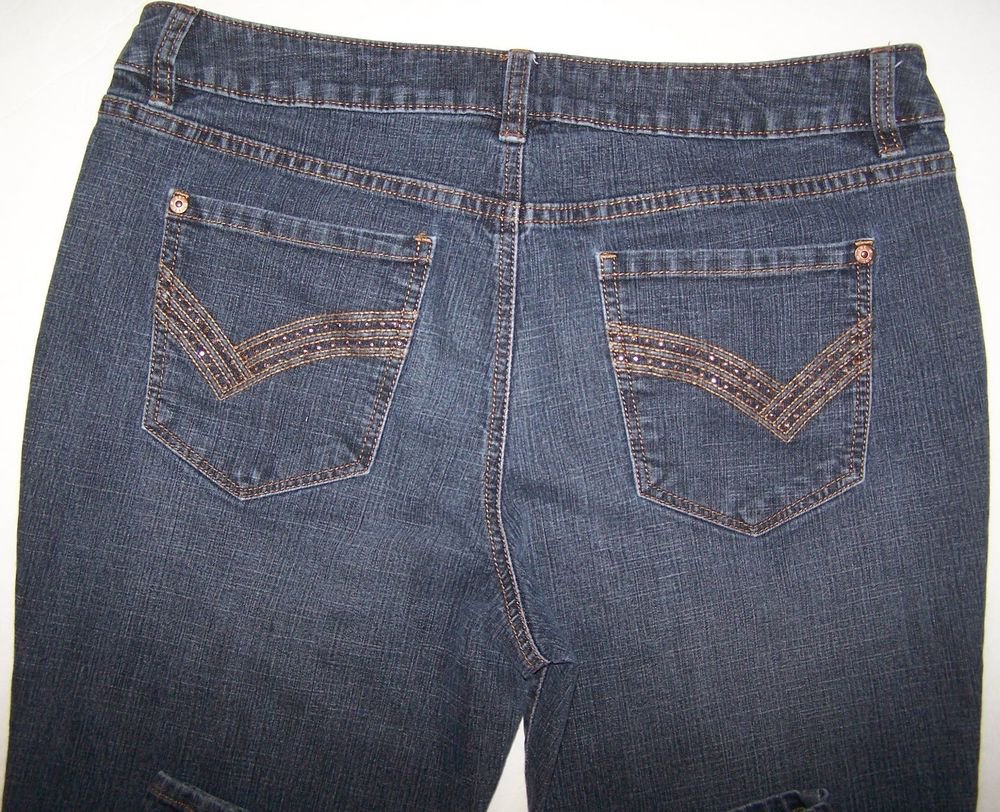 Apt 9 Womens Maxwell Fit Stretch Jeans Mid Rise Bootcut Size 14 Med ...