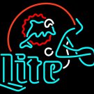 Miller Lite NFL Miami Dolphins Football Helmet Beer Neon Light Sign 21"x19" [High Quality]