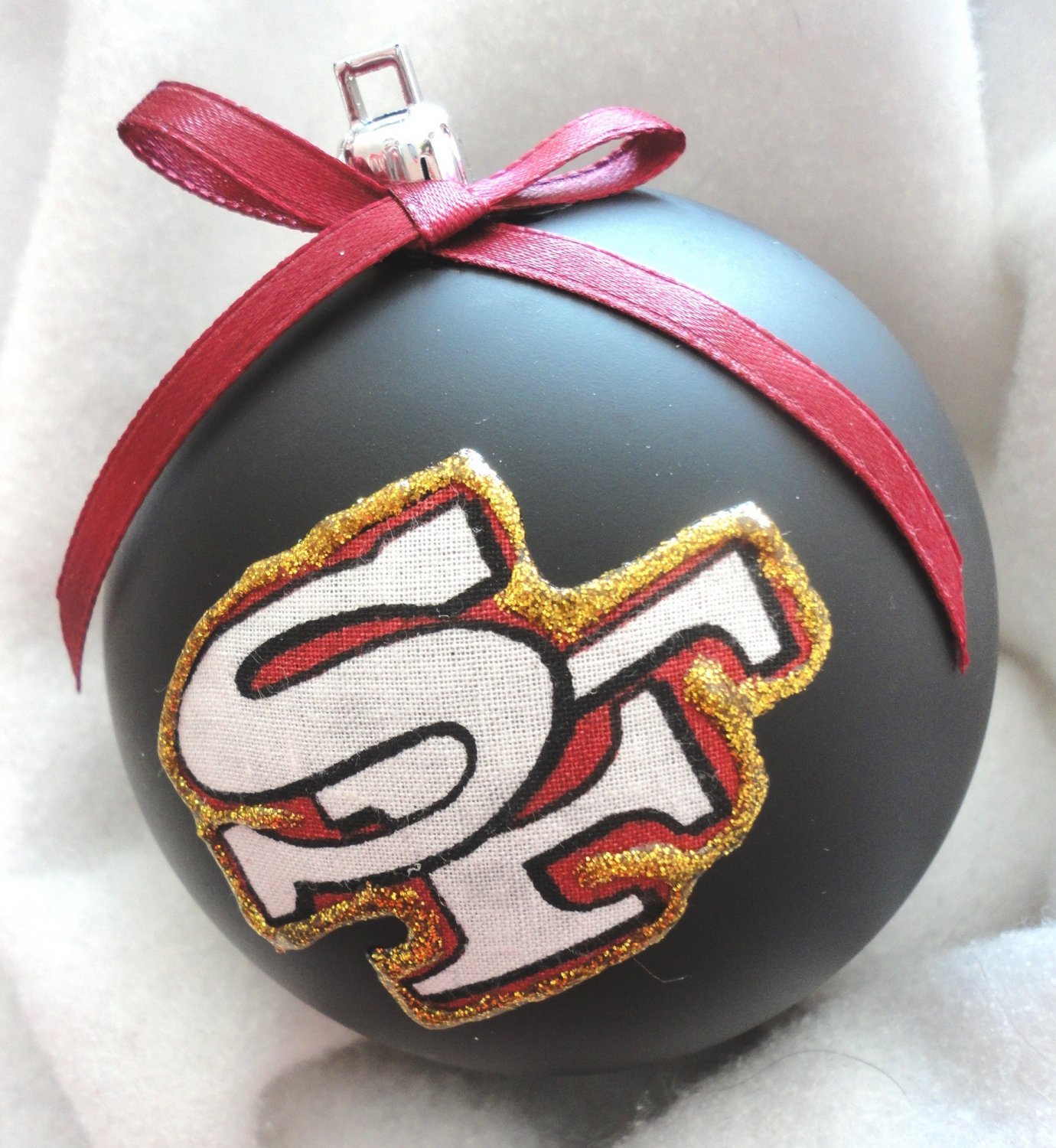 NFL San Francisco 49ers 4 Inch Xmas Shatterproof Black Ornament