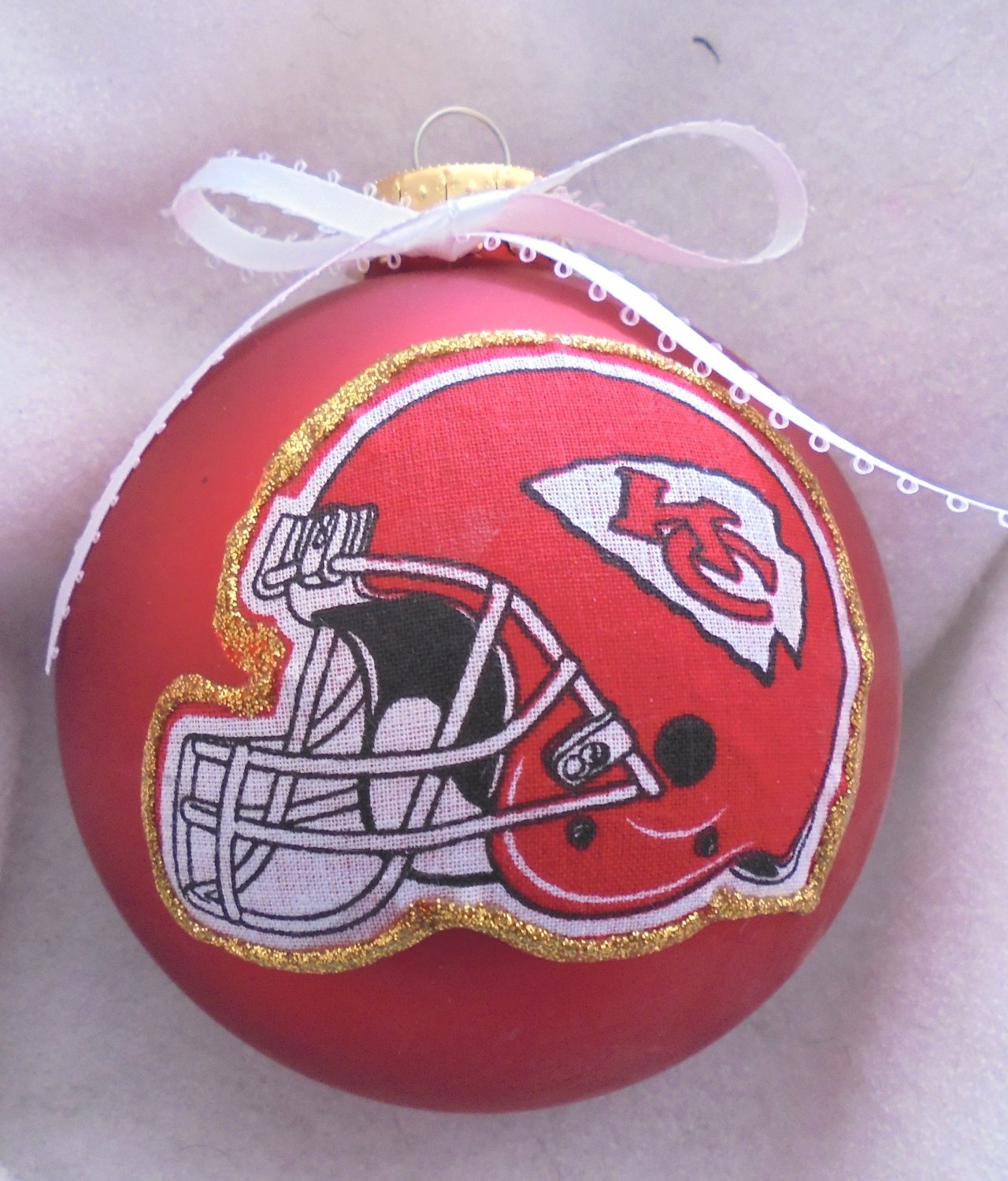 NFL Kansas City Chiefs 4 Inch Xmas Glass Ornament - New - Great Gift -