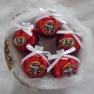 NFL San Francisco 49ers - Set of 5 Red Shiny 2 Inch Christmas Glass Ornaments
