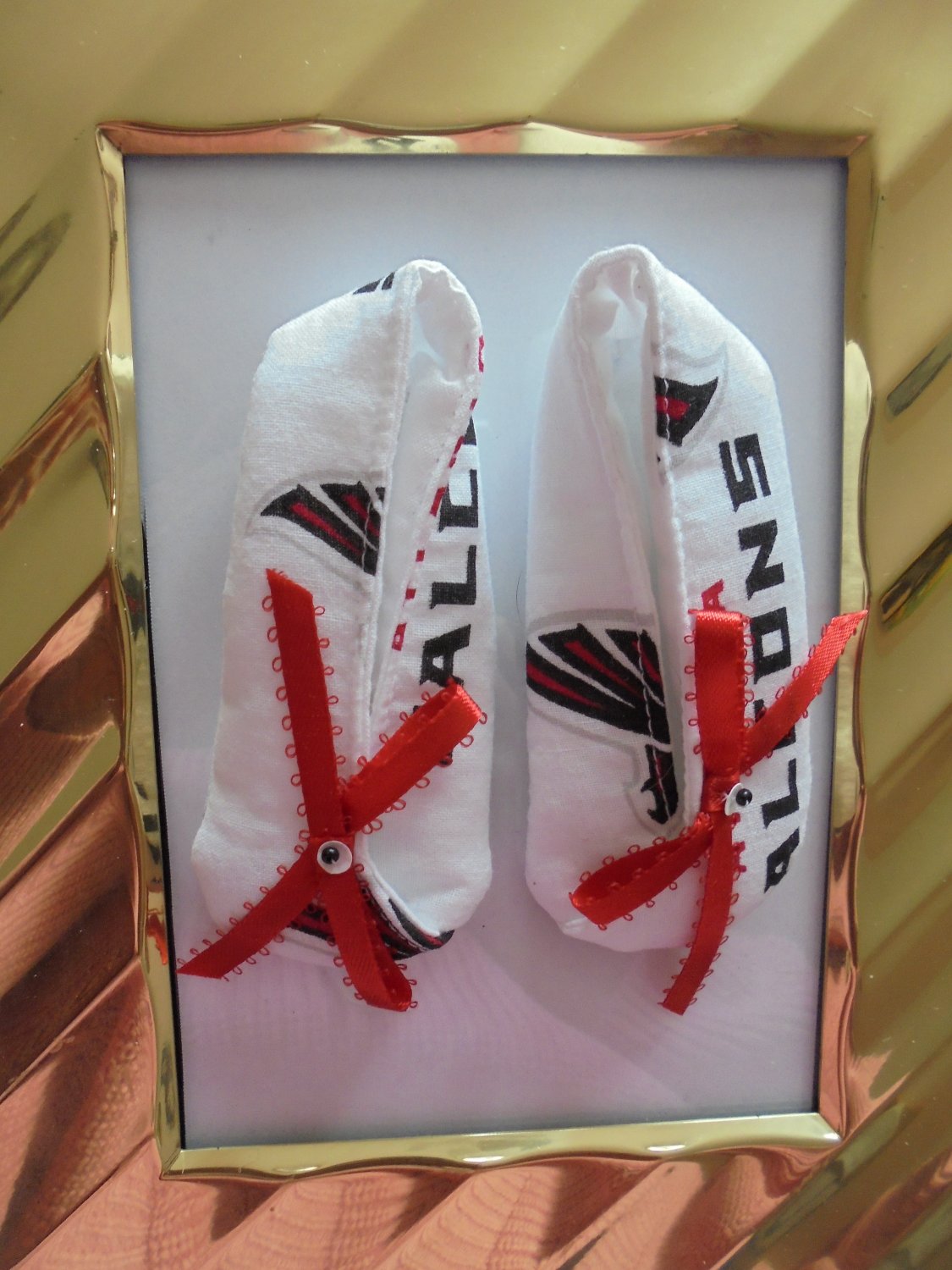Baby Shoes 3-6 Mo. Girls - Handmade NFL Atlanta Falcons Booties w/Sequin and Beading