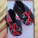 Baby Shoes 3-6 Mo. Girls - Handmade NFL Tampa Bay Buccaneers Booties w/Sequin and Beading