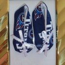 Baby Shoes 3-6 Mo. Girls - Handmade NFL Tennessee Titans Booties w/Sequin and Beading
