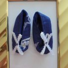 Baby Shoes 0-3 Mo. Girls - Handmade NFL Dallas Cowboys Booties w/Sequin and Beading