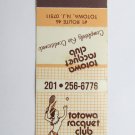 Totowa Racquet Club New Jersey NJ Sports Matchbook Cover 20 Strike Matchcover Totowa Racquet Club New Jersey NJ Sports Matchbook Cover 20 Strike Matchcover