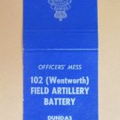 Field Artillery Battery Dundas Canada Vintage 20 Strike Military Matchbook Cover