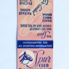 The Spur Club & Restaurant Miami, Florida 20 Front Strike Matchbook Match Cover The Spur Club & Restaurant Miami, Florida 20 Front Strike Matchbook Match Cover