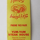 Yum-Yum Steak House - Jackson, Mississippi Restaurant 20 Strike Matchbook Cover