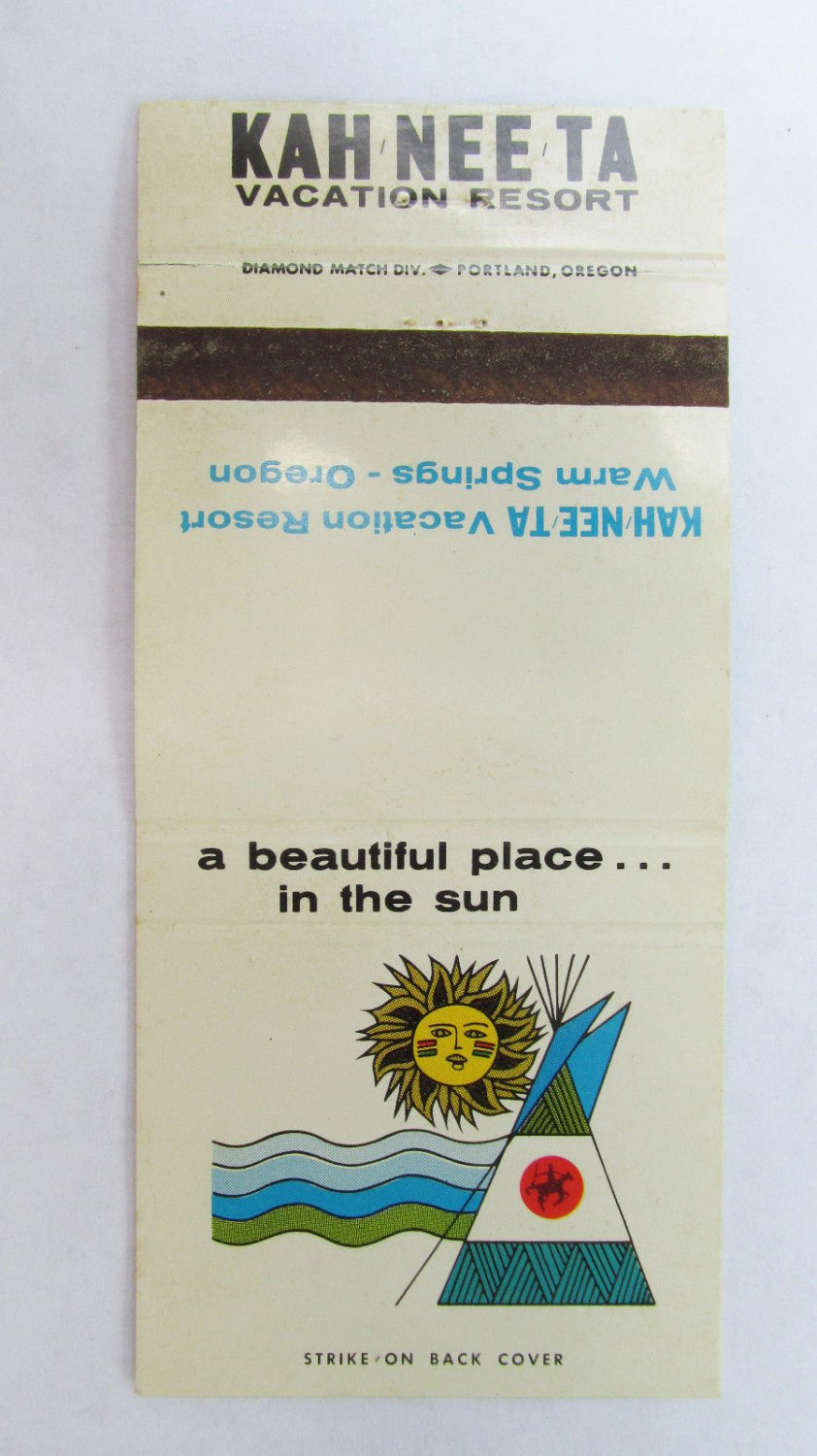 Kah Nee Ta Vacation Resort - Warm Springs, Oregon 30 Strike Matchbook Cover OR