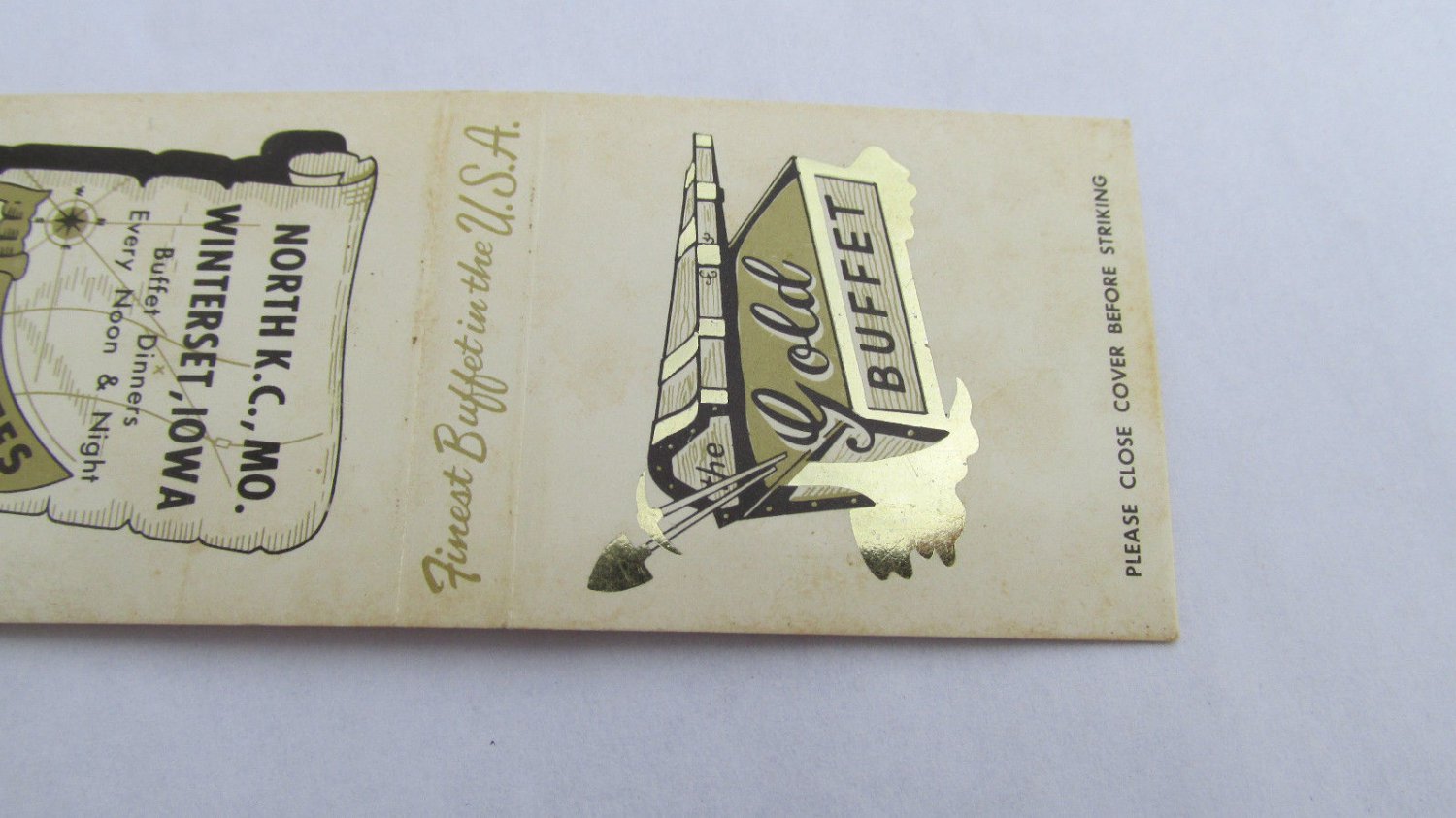 Gold Buffet Winterset, Iowa Restaurant 20 Strike Matchbook Cover KC