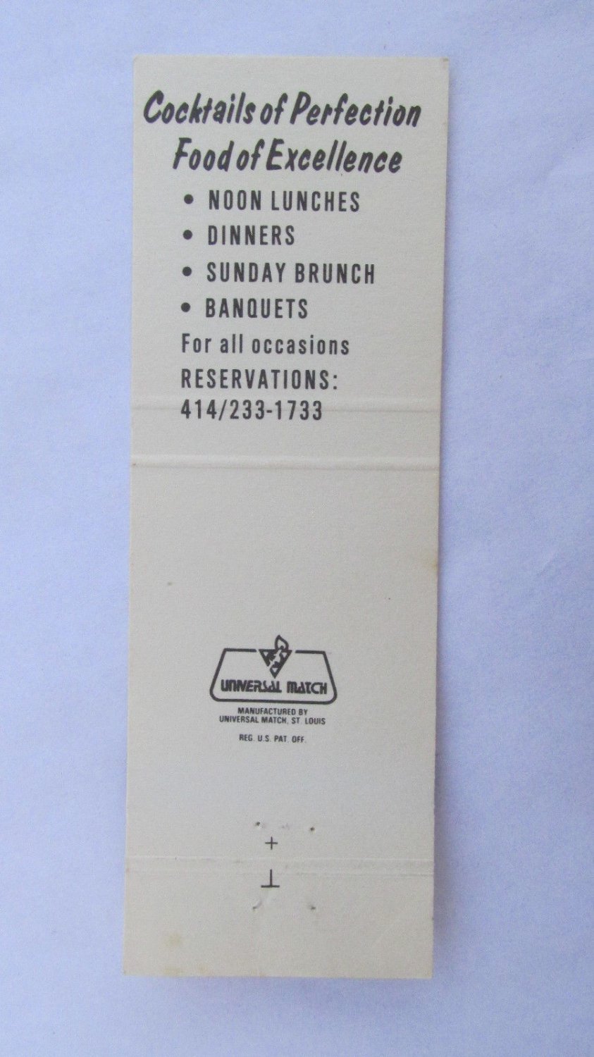 Butch's Anchor Inn Oshkosh, Wisconsin Restaurant 20 Strike Matchbook