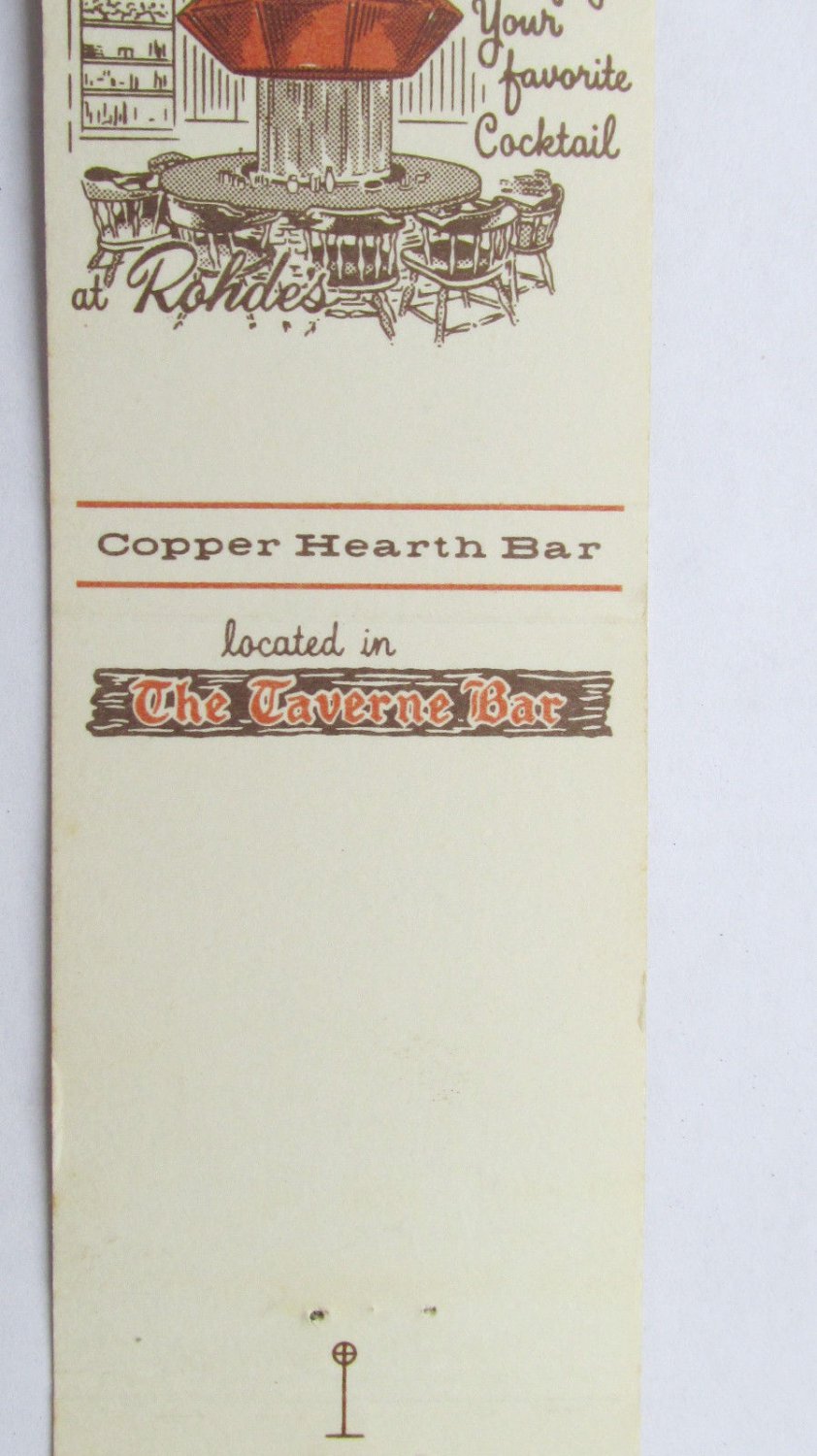 Rhode's Steak House Restaurant Madison, Wisconsin 20 Strike Matchbook