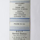 Gulf Service Station - Glouster, Ohio 20 Strike Matchbook Cover Matchcover OH