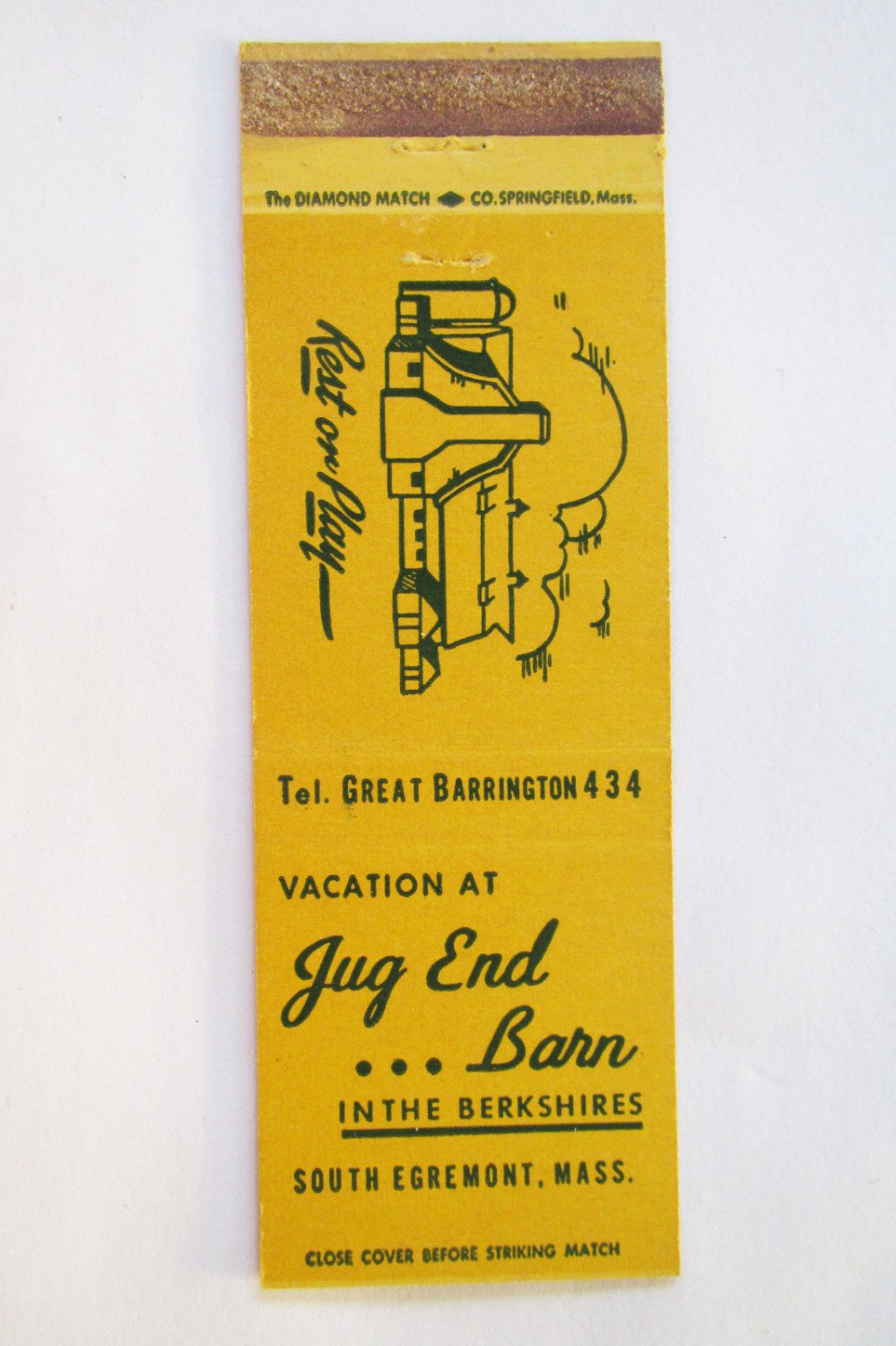 Jug End Barn - South Egremont, Massachusetts Berkshire 20 Strike Matchbook Cover