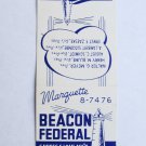 Beacon Federal Savings Loan Milwaukee, Wisconsin 20FS Matchbook Cover Lighthouse