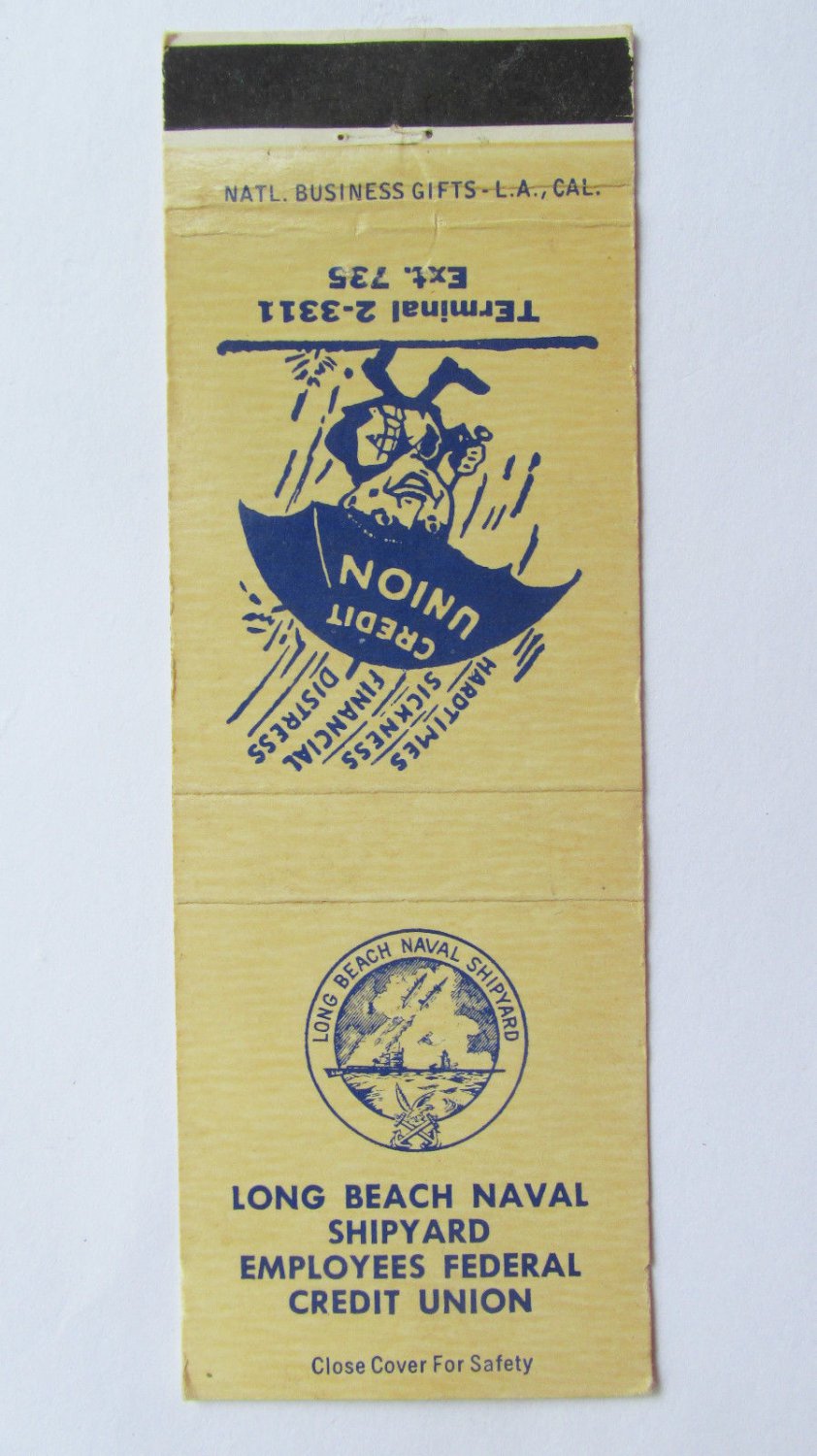 Long Beach Naval Shipyard California Credit Union 20FS Military Matchbook Cover