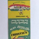 Christie's - Houston, Texas Restaurant 20 Strike Matchbook Match Cover Seafood Christie's - Houston, Texas Restaurant 20 Strike Matchbook Match Cover Seafood