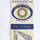 Mercury Bowl - Rivera, California Bowling Sports 20 Strike Matchbook Cover  CA