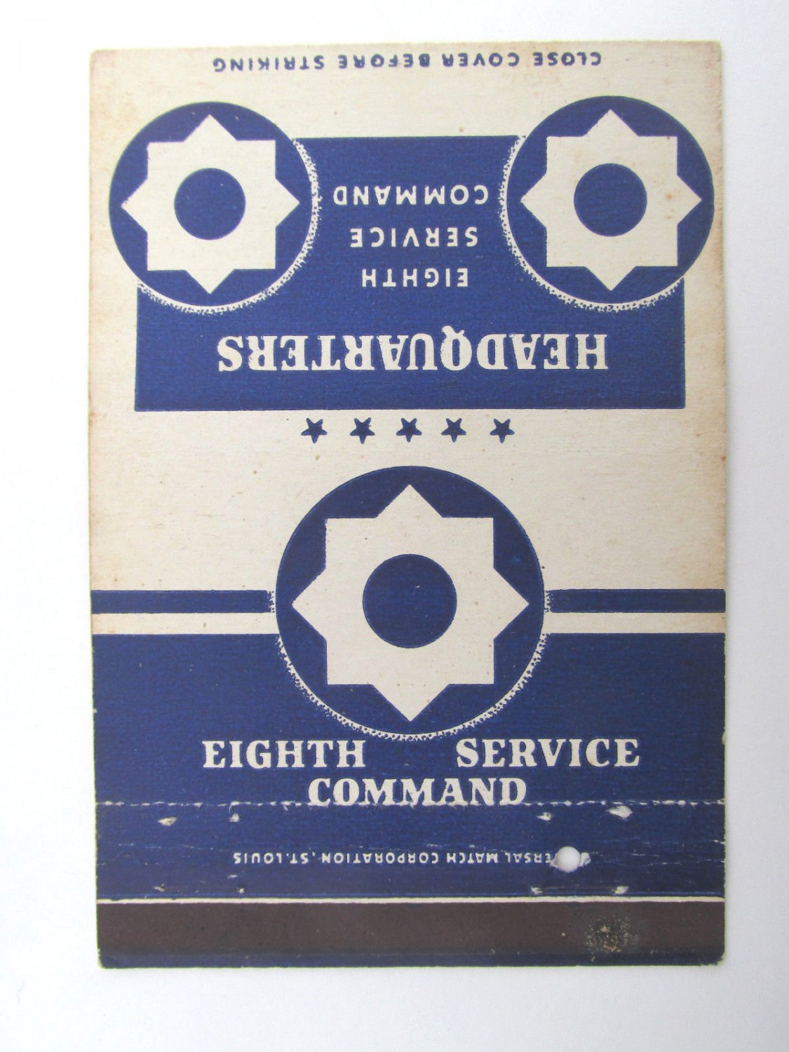 Eighth Service Command 40 Strike US Military Matchbook Cover Postcard Matchcover